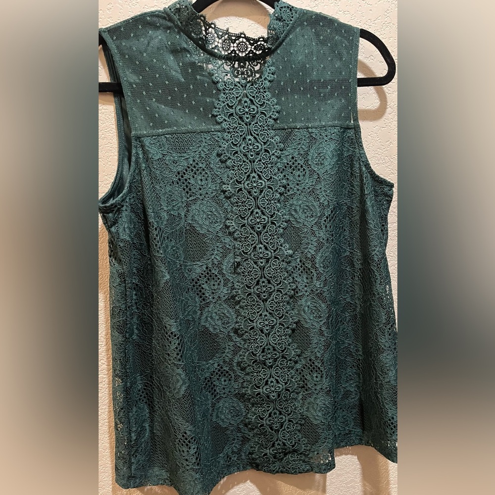 Dark green lace tank top